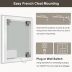 20x28 LED Bathroom Mirror with Lights, Brighter Backlit + Front Lit, Tempered Glass, Dimmable, Multiple Light Modes, Anti-Fog Lighted Bathroom Vanity Mirror for Wall, Memory Function