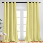 NICETOWN Room Darkening Curtains Panels for Window - Home Fashion Machine Washable Ring Top Solid Room Darkening Draperies for Kid's Room (2 Panels, 52 inches W x 95 inches, Paler Yellow)