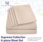 Queen Sheets Beige - 6 Piece 1500 Supreme Collection Fine Brushed Microfiber Deep Pocket Queen Sheet Set Bedding - 2 Extra Pillow Cases, Great Value, Queen, Beige