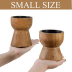 NIKKY HOME Farmhouse Wooden Candle Holders Set of 2, Rusitc Solid Wood Pillar Candlesticks Pedestal, Fireplace Mantle Table Centerpiece Decor, Brown