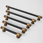 10 Pack 7-1/2 inch(192mm) Black and Antique Brass Kitchen Cabinet Handles Knurled Cabinet Pulls Black Drawer Pulls Kitchen Cabinet Hardware