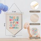 Nursery Decor Playroom Wall Decor, Boy Bedroom Decor, Boho Classroom Decorations, Canvas Banner Wall Hanging Banner Flag Room Decor, This is Where All The Fun Stuff Happens Banner