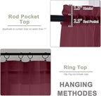 OWENIE Sheer Curtains 84 Inches Long 2 Panels Set, Burgundy Sheer Curtain for Living Room Bedroom, Modern Filmy Rod Pocket Curtains Drapes, 2 Pcs, Each 59 W x 84L, Burgundy