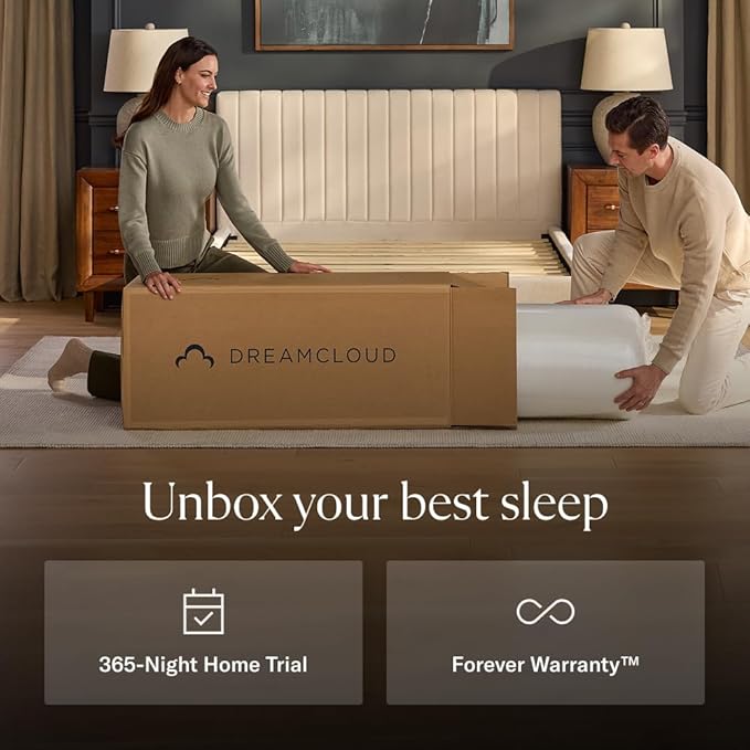 DreamCloud Classic 12" California King Mattress - Luxury Hybrid Gel Memory Foam - 365 Night Trial - Fiberglass Free - Forever Warranty - Mattress in a Box - CertiPUR-US Certified