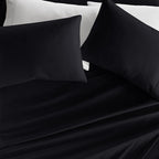 Linen Market Brushed Microfiber King Sheet Set 4 Piece – Oeko-TEX Certified Ultra Soft & Wrinkle-Free - 16" Deep Pocket Sheets - Easy Care King Size - Black