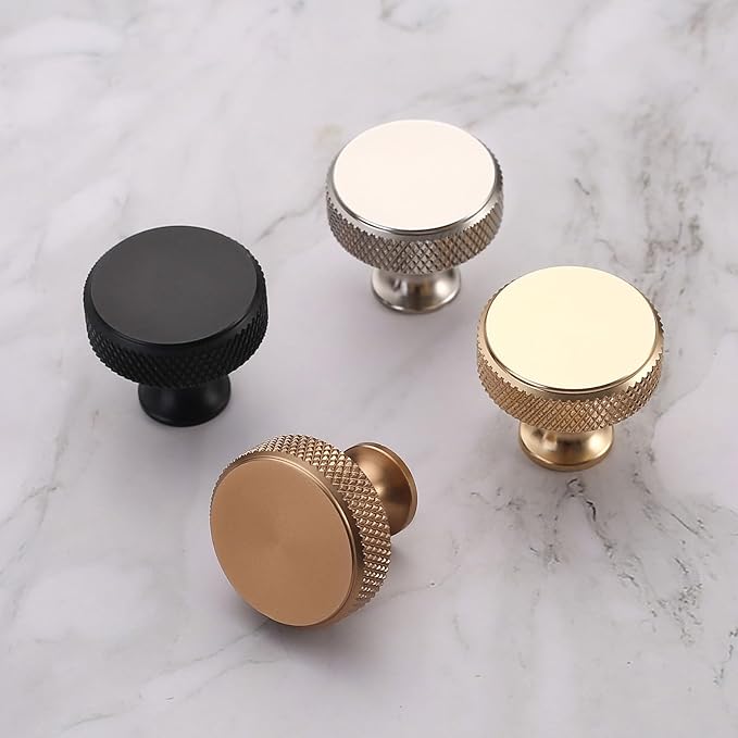 Asidrama 10 Pack Gold Knurled Cabinet Knobs for Dresser Kitchen Brushed Gold Cabinet Pulls Drawer Hardware for Cabinets