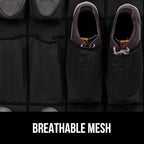 GORILLA GRIP Over the Door Shoe Organizer, 24 Extra Large Breathable Mesh Pockets, Space Saving Hanging Storage Holder, 4 Hook Closet Rack Hanger, Hangs on Closets for Shoes and Accessories, Black