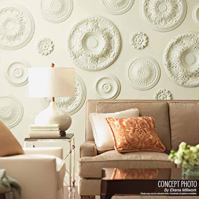 Ekena Millwork CM12BR Bradford Ceiling Medallion, 12 1/2"OD x 3 7/8"ID x 3/4"P (Fits Canopies up to 6 5/8"), Primed