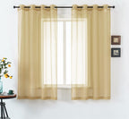 DUALIFE Antique Natural Taupe Sheer Curtains 63 Inch Length Grommet Light Brown Tan Beige Semi Voile Curtain Panels Window Drapes for Living Room and Bedroom Window Treatments 2 Panels 52 x 63 Inch