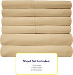 Twin Size Bed Sheets - 4 Piece 1500 Supreme Collection Fine Brushed Microfiber Deep Pocket Twin Sheet Set Bedding - 1 EXTRA PILLOW CASES, GREAT VALUE, Twin, Camel