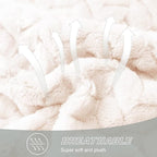 Exclusivo Mezcla Fleece Twin Size Blanket for Bed, 90x66 Inches Soft Cozy Jacquard Flannel Blankets, Lightweight Fuzzy Plush Warm for Winter, Off White