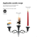 Silver Candle Holder，5 Arms Metal Candle Holders for Taper Candles（10.6 inch Tall Candelabra, for 1/2-1 inch Pillar Candles Diameter Each）,Candlestick Holders Centerpiece Decoration