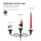 3 Candle Metal Candelabra – Candlesticks Holder for Formal Events, Wedding, Church, Holiday Décor, Halloween – Taper Candle Holder Stand Centerpiece Elegant Decoration Piece for Table,Bronze