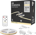 16.4ft COB LED Strip Light with Remote, 3000K Dimmable Bright Warm White Led COB Strip Light, White Continuous Led Strip Light for Mirror, Stair, Cabinet, Room