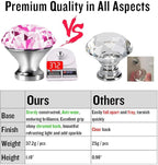 30mm Kitchen Cabinet Knobs Drawer Pull Handle Hardware, Crystal Clear Pink Glass Round Diamond Shape Dresser Closet Bi-fold Door Bathroom Cupboard Desk Nightstand Bookcase Furniture Drawer Knob, 12PCS