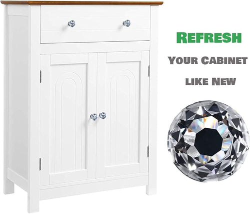 12 Packs Crystal Cabinet Knobs Drawer Pulls and Knobs Diamond Dresser Handles Crystal Pulls for Drawers - 30 mm Clear Glass Cabinet Knob with Black Base