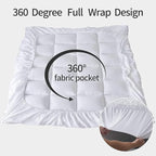 Sleep Mantra 100% Cotton Mattress Topper Full Size - Premium Wrap-Around Cooling Topper Fits up to 20-Inch Mattress - Extra Soft, Deep Pocket, Breathable & Plush Quilted Down Fill (White)