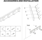 Wooden Coat Rack, Wall-Mounted Organizer for Closet, Entryway, Hallway, Foyer, Bedroom, Heavy Duty Double Hooks for Hanging Towels, Bags, Hats, Jackets, Key (Black, 4 Hooks)