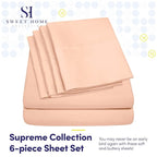 Sweet Home Collection 6 Piece Bed Sheet Set, Queen, Peach