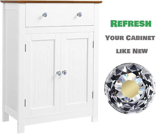 12 Packs Crystal Cabinet Knobs Drawer Pulls and Knobs Diamond Dresser Handles Crystal Pulls for Drawers - 30 mm Clear Glass Cabinet Knob with Bronze Base