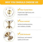 12-Pack Brass Base Crystal Drawer Knobs,Glass Crystal Gold Cabinet Knobs,1-5/16-Inch Hexagon,Kitchen Hardware Pulls, Modern Bathroom Hardware knob