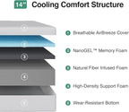 Novilla 14 inch Full Memory Foam Mattress, Gel Memory Foam Mattress for Cooling Night Sleep & Pressure Relief, CertiPUR-US Certified