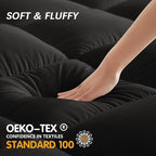 CYMULA Queen Mattress Topper, Black Mattress Pad Bed Topper Cover, Extra Thick Pillow Top Mattress Topper with Deep Pockets, Cooling Plush Down Alternative Fill Mattress Protector