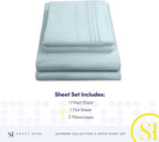 Split King Sheets - Breathable Luxury Sheets with Full Elastic & Secure Corner Straps Built In - 1800 Supreme Collection Extra Soft Deep Pocket Bedding Set, Sheet Set, Split King Size, Light Blue