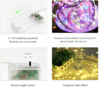 String Lights, Waterproof LED String Lights,2 Pack 20ft 60 LED Festival Decorations Crafting Battery Powered Copper Wire Starry Fairy Lights (Blue)