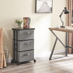 MAX Houser Dresser Tower with 3 Drawers for Bedroom, Fabric Storage Organizer Unit, Chest of Drawers with with WoodTop, Small Vertical Storage for Guest Room, Closet, Entryway, Nursery (Grey)