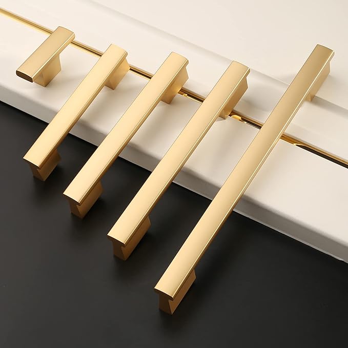 Asidrama 10 Pack 3 Inch(76mm) Brushed Gold Cabinet pulls Kitchen Cabinet Handles, Cabinet Pulls Gold Kitchen Cabinet Hardware for Cupboard Drawer Pulls
