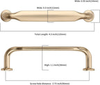 Asidrama 20 Pack 3.75 Inch(96mm) Brushed Brass Kitchen Cabinet Handles, Cabinet Pulls Kitchen Cabinet Hardware for Cupboard Drawer Pulls