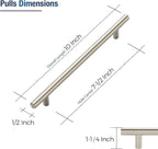JOY DECOR 15 Pack Cabinet Handles, Brushed Nickel Cabinet Pulls, 7-1/2 in Hole Center Kitchen Cabinet Handles, Stainless Steel T Bar Handles for Dresser Drawers