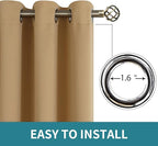 BGment Blackout Curtains - Grommet Thermal Insulated Room Darkening Bedroom and Living Room Curtains, Set of 2 Panels (52 x 120 Inch, Khaki)