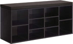 VASAGLE CUSTOS Collection - Shoe Bench, Storage Bench with Padded Seat, Entryway Bench with 10 Compartments, for Bedroom, 11.8 x 40.9 x 18.9 Inches, Espresso Brown and Chestnut Brown ULHS10BR