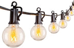 Outdoor String Light 50Feet G40 Globe Patio Lights with 52 Edison Glass Bulbs(2 Spare), Waterproof Connectable Hanging Christmas Lights for Backyard Porch Balcony Party Xmas Decor, E12 Socket, Black