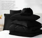 CozyLux Oversized Queen Comforter Set Black - 7 Pieces Bed in a Bag Comforter Set with Sheets, Luxury Soft Bed Set All Seasons, Bedding Set with Down Alternative Comforter, Sheets, Pillowcases & Shams