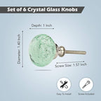 Perilla Home Set of 6 Bubble Knobs - Decorative Light Green Crystal Knobs - Glass Knob for Home Decor, Interior, Kitchen Cabinet, Hardware, Cupboard, Door, Dresser, Wardrobe and Drawer Pulls Handles