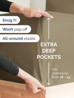 Extra Deep Twin Sheet Set - 4 Piece Breathable and Cooling Sheets - Hotel Luxury Bed Sheets Set - Easy & Secure Fit - Soft, Wrinkle Free and Comfy Sheets Set - Khaki Sheet Set with Extra Deep Pockets