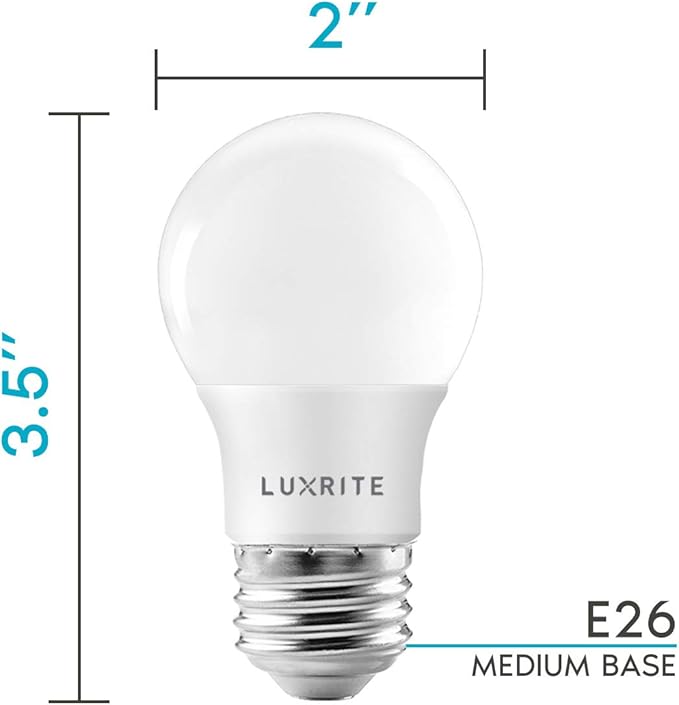 LUXRITE A15 LED Bulb 40W Equivalent, 7W, 5000K (Bright White), 600 Lumens, Enclosed Fixture Rated, Dimmable Ceiling Fan Light Bulbs, E26 Medium Base, UL Listed - Indoor and Outdoor (6 Pack)
