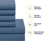 Sweet Home Collection 5 Piece Comforter Set Bag Solid Color All Season Soft Down Alternative Blanket & Luxurious Microfiber Bed Sheets, Denim, Twin