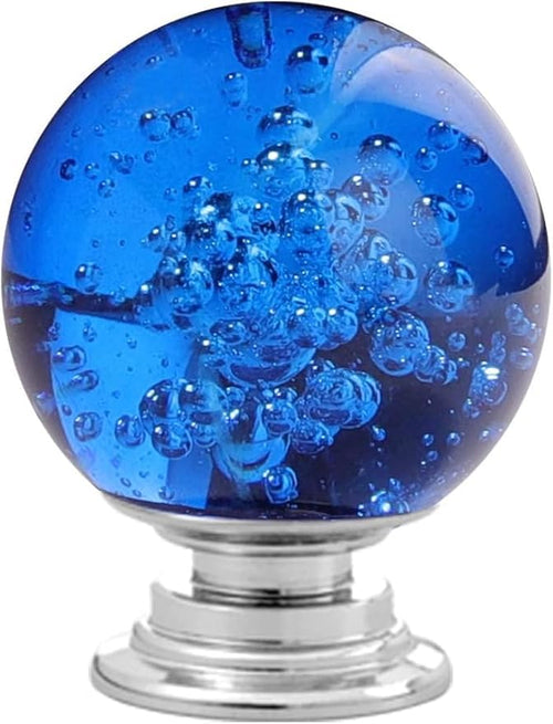 12 Pcs 30mm Round Shape Bubble Crystal Glass Cabinet Knobs with Screws Drawer Knob Pull Handle Used for Kitchen, Dresser, Door, Cupboard (Dark Blue)