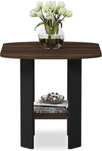 Furinno SIMPLE DESIGN Side Table, 2-Tier End Table, Open Shelves Night Stand, Bedside Table, for Living Room, Bedroom, Columbia Walnut