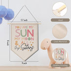 Nursery Decor Bedroom Wall Art Decor Motivational Bedroom Playroom Wall Art Decorations, My Sun My Moon and All of My Stars,Canvas Hanging Flag Banner Decor Gift for Girl Boy Room Playroom Front Door