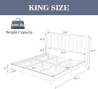 Allewie King Platform Bed Frame/Velvet Upholstered Bed Frame with Vertical Channel Tufted Headboard/Strong Wooden Slats/Mattress Foundation/Box Spring Optional/Easy Assembly/Pink