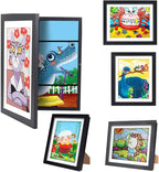 [4-Pack]Kids Artwork Frames Changeable - Kids Art Frame,Kids Art Frames Front Opening Holds 150,Children Art Projects Kids Art Frames,10x12.5 Picture Frame for Display Kid Art Work,With Storage(Black)