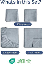 Extra Deep Twin Sheet Set - 4 Piece Breathable and Cooling Sheets - Hotel Luxury Bed Sheets Set - Easy Fit - Soft, Wrinkle Free and Comfy Sheets Set - Heathered Blue Sheet Set with Extra Deep Pockets