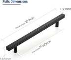 JOY DECOR 10 Pack 7-1/2 Inch Matte Black Square Cabinet Handles Stainless Steel Cabinet Hardware Pulls for Kitchen and Drawers with 10 Inch Overall Length