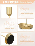 NUPTIO Taper Candle Holders for Wedding: 6 PCS Gold Matte Candles Stick Holder for Table Centerpiece - Bulk Candlestick Holders for Birthday Christmas Party Decor