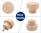 16PCS Wood Knobs Flat Top Round Cabinet Knobs 1.39"(35mm) Unfinished Wooden Dresser Drawer Pulls Kitchen Cabinet Handles
